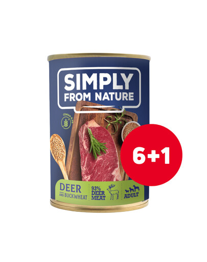 SIMPLY FROM NATURE konzerva pro psy Jelen s pohankou 6 x 400 g + 1 ZDARMA