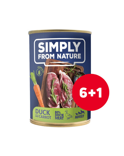 SIMPLY FROM NATURE konzerva pro psy Kachna s mrkví 6 x 400 g + 1 ZDARMA