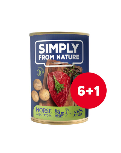SIMPLY FROM NATURE konzerva pro psy Koňské maso s bramborem 6 x 400 g + 1 ZDARMA