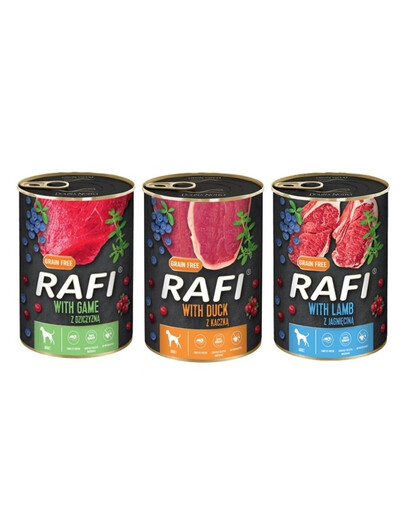 DOLINA NOTECI RAFI Mix příchutí (zvěřina, jehněčí, kachna) 36x400g