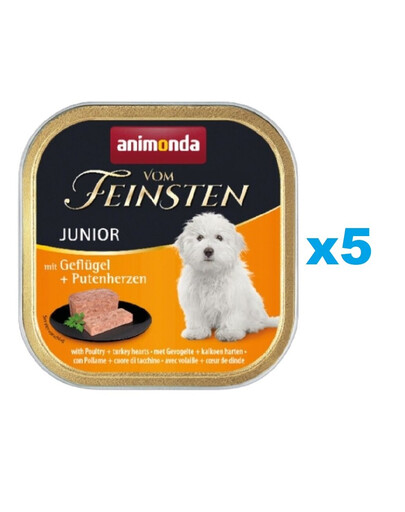 ANIMONDA Vom Feinsten Junior Kuře & krůtí srdce 5 x 150 g