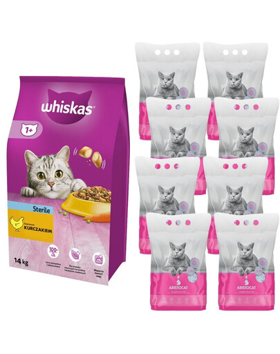 WHISKAS Sterile 14kg + ARISTOCAT Premium stelivo 8 x 3.8L