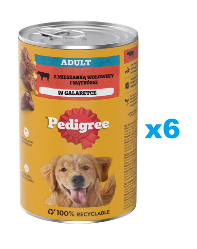 PEDIGREE konzerva ADULT s hovězím masem v želé 6x 1200 g