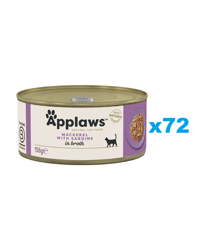APPLAWS Cat Adult Cat Makrela a Sardinky ve vývaru 72x156 g