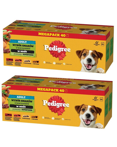 PEDIGREE Adult kapsičky 80x100g Mix příchutí v omáčce - kuřecí, hovězí, krůtí a jehněčí