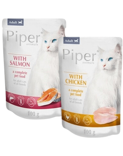 PIPER Adult Mix příchutě s kuřecím masem a lososem 24x100 g mokré krmivo pro kočky