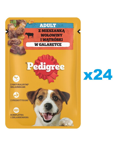PEDIGREE Dospělé kousky v želé s hovězím masem a játry 24x100g