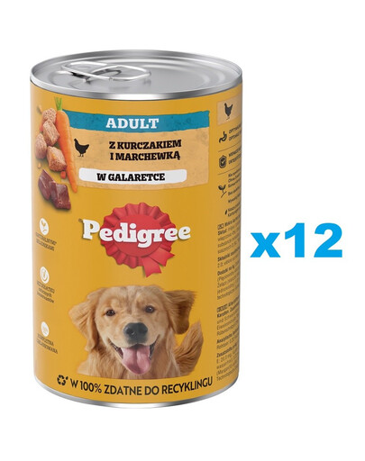 PEDIGREE Adult konzerva 12x1200g kompletní mokré krmivo pro dospělé psy s kuřecím masem a mrkví v želé