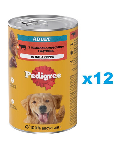 PEDIGREE Adult konzerva 12x1200g kompletní mokré krmivo pro dospělé psy s hovězím masem v želé