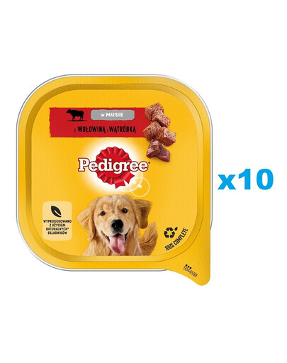 PEDIGREE Adult vanička 10x300 g krmivo pro psy s hovězím masem a játry v pěně