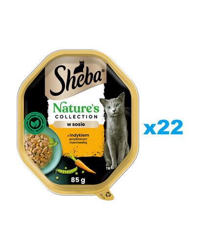 SHEBA Nature’s Collection tác 22x85 g kompletní mokré krmivo pro dospělé kočky, kousky s krůtím masem, zdobené mrkví v omáčce