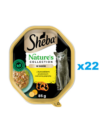 SHEBA Nature’s Collection vanička 22x85 g kompletní krmivo pro dospělé kočky kousky s kuřecím masem v omáčce