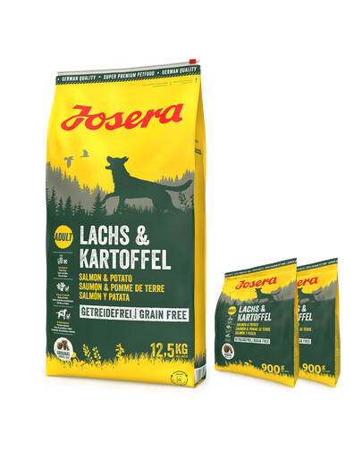 JOSERA Lachs&Kartoffel 12,5kg pro dospělé psy s lososem a bramborami+ 2x 900g GRATIS