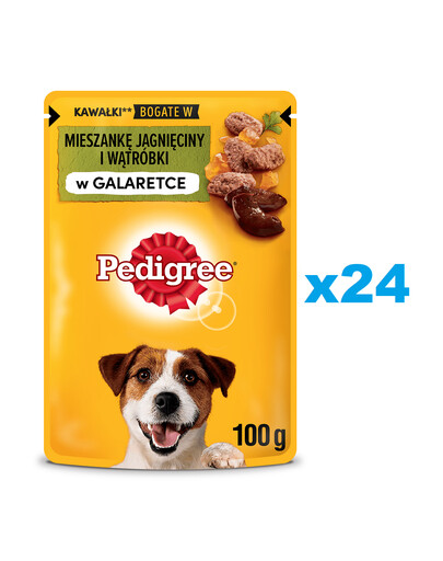 PEDIGREE Adult kapsičky 24x100 g vlhké krmivo pro dospělé psy v želé s jehněčím a játry