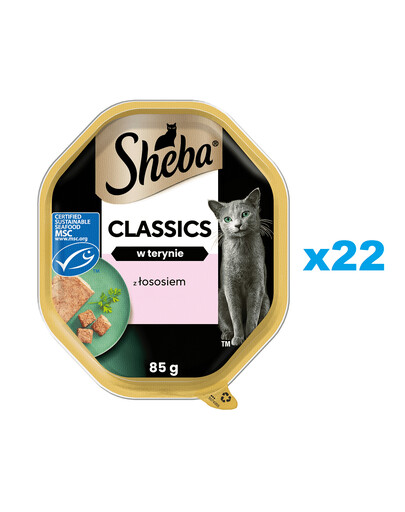 SHEBA Classics vanička 22x85 g Kompletní krmivo pro dospělé kočky s lososem
