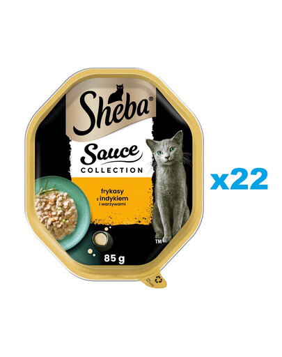 SHEBA Sauce Collection tác 22x85 g kompletní mokré krmivo pro dospělé kočky pochoutky s krůtím masem a zeleninou v omáčce