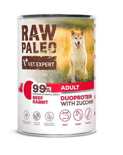 RAW PALEO Beef Rabbit Adult vlhké krmivo pro psy s hovězím a králíkem 400g