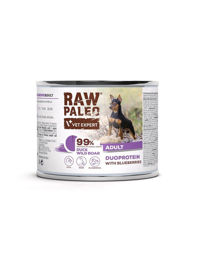 RAW PALEO Kachna Kanec 200g konzerva pro dospělé psy s kachním a kančím masem