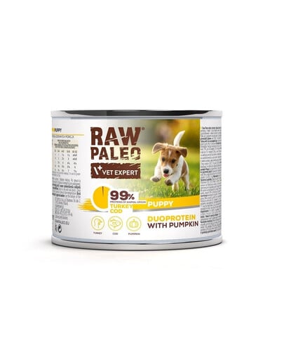 RAW PALEO Turkey&Cod Puppy 200g mokré krmivo pro štěňata s krůtím masem a treskou
