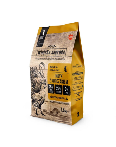 WIEJSKA ZAGRODA granule s krůtou a kuřetem pro koťata 1,6 kg