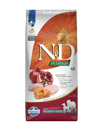 N&D Grain Free Pumpkin Adult M/L Chicken & Pomegranate 12 kg