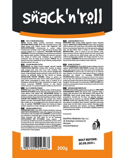 SNACK & ROLL Chicken Breast Fillet 200g filety z kuřecích prs