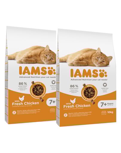IAMS for Vitality Senior Cat Food with Fresh Chicken 2 x 10 kg
