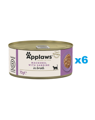 APPLAWS Cat Adult Makrela a Sardinky ve vývaru 6x70 g