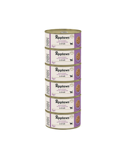 APPLAWS Cat Adult Makrela a Sardinky ve vývaru 6x70 g