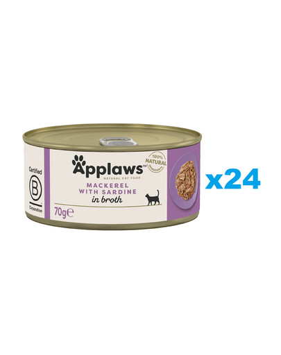 APPLAWS Cat Adult Makrela a sardinky ve vývaru 24x70 g