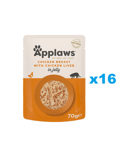 APPLAWS Cat Adult Jelly Pouch Kuřecí prsa s játry v želé 16x70 g