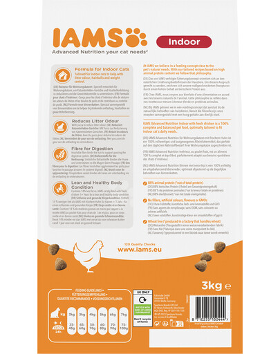 IAMS For Vitality Indoor suché krmivo s kuřecím masem pro dospělé kočky na doma 3 kg
