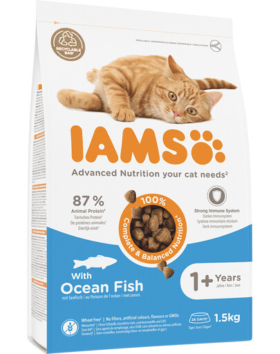 IAMS for Vitality pro dospělé kočky s mořskými rybami 1,5 kg