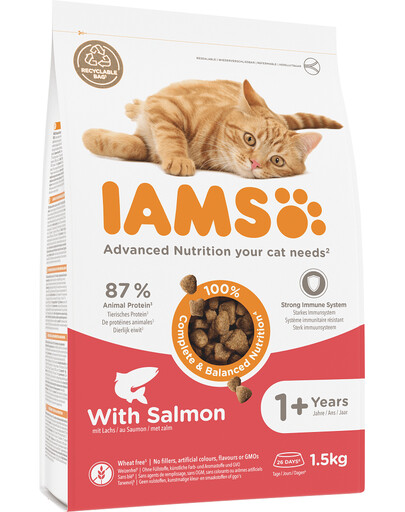 IAMS for Vitality Lososové krmivo pro dospělé kočky s lososem 1,5 kg