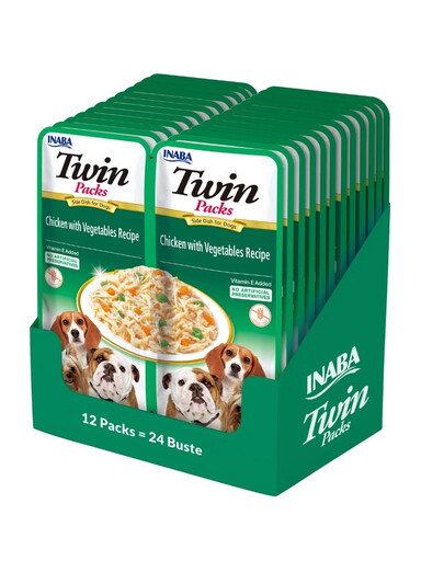 INABA Dog Twin Kuřecí maso, zelenina ve vývaru pro psy 24x40 g