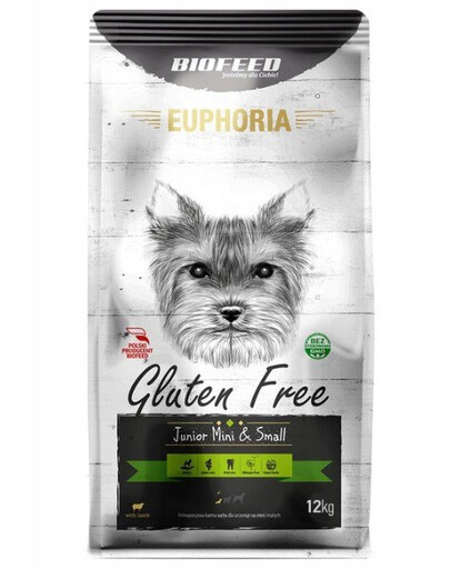 BIOFEED EUPHORIA Gluten Free s jehněčím pro štěňata malých plemen 12 kg
