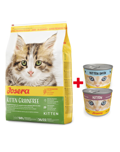 JOSERA Kitten GrainFree krmivo pro koťata 10 kg + 2 x konzerva  pro koťata mix 200 g GRATIS