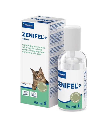 VIRBAC Zenifel sprej 60 ml feromony s kočičí mátou pro kočky s uklidňujícím účinkem