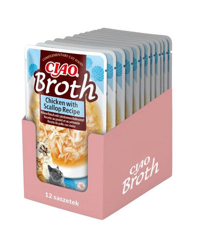 INABA CIAO Broth Bulion Kuře a hřebenatky 12x40g