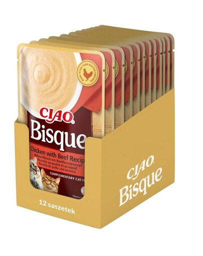 INABA CIAO Bisque Krémová polévka Kuře a Hovězí 12x40g