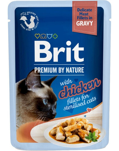 BRIT Premium By Nature Fillets in Gravy for Sterilized cats s kuřetem 24x85g