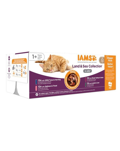 IAMS Cat Delights Adult All Breeds Land&Sea In Jelly Pouch 48 x 85 g