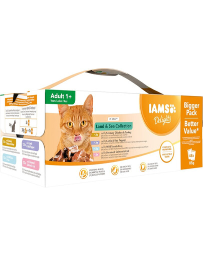 IAMS Delights Adult All Breeds Land&Sea In Gravy 48 X 85 g