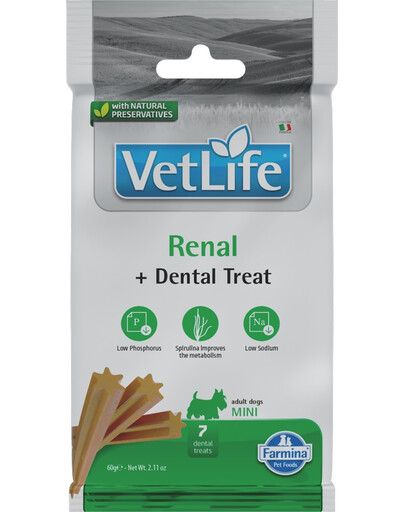 FARMINA Vet Life Dental Treat Renal Mini 60 g (7 szt) dentální pamlsek pro psy malých plemen