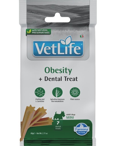 FARMINA Vet Life Dental Treat Obesity Mini 60 g (7 ks) dentální pamlsek pro psy malých plemen