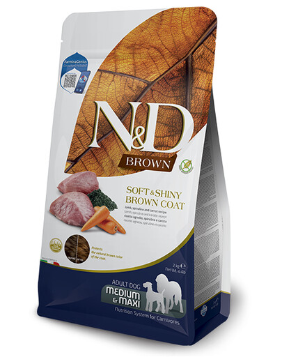 FARMINA N&D Brown Dog Adult Medium Maxi Lamb, Spirulina, Carrot 2 kg krmivo pro dospělé psy