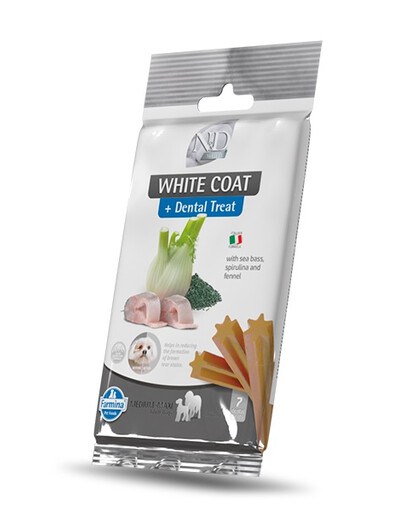 FARMINA N&D White Dental Treat Coat Sea bass Medium/Maxi 100 g (7 ks) zubní pamlsek pro střední a velké psy