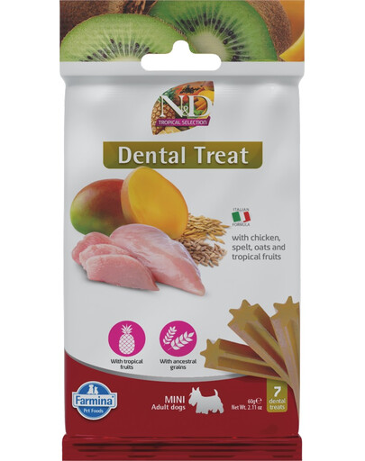 FARMINA N&D Tropical Selection Dental Treat Chicken Mini 60 g (7 ks) zubní pamlsek pro psy malých plemen