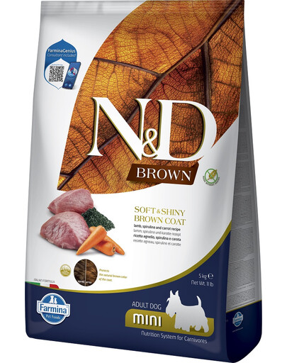 N&D Brown Dog Adult Mini Lamb, Spirulina, Carrot 5 kg
