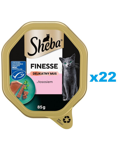 SHEBA Finesse miska 22x85 g kompletní mokré krmivo pro dospělé kočky s lososem v pěně